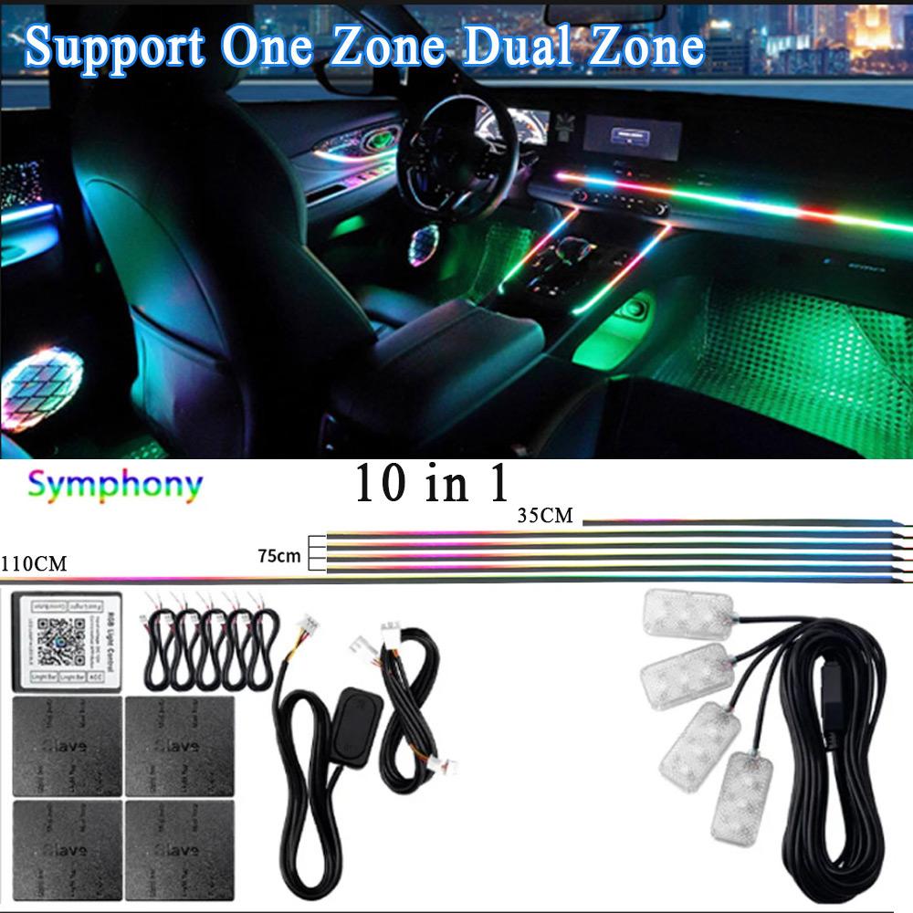 18/22 In 1 Led Acrylic Ambient Lamp 64 213 Color RGB Blutooth APP Control Car Atmosphere Lights Support One Zone Dual Zone 12V