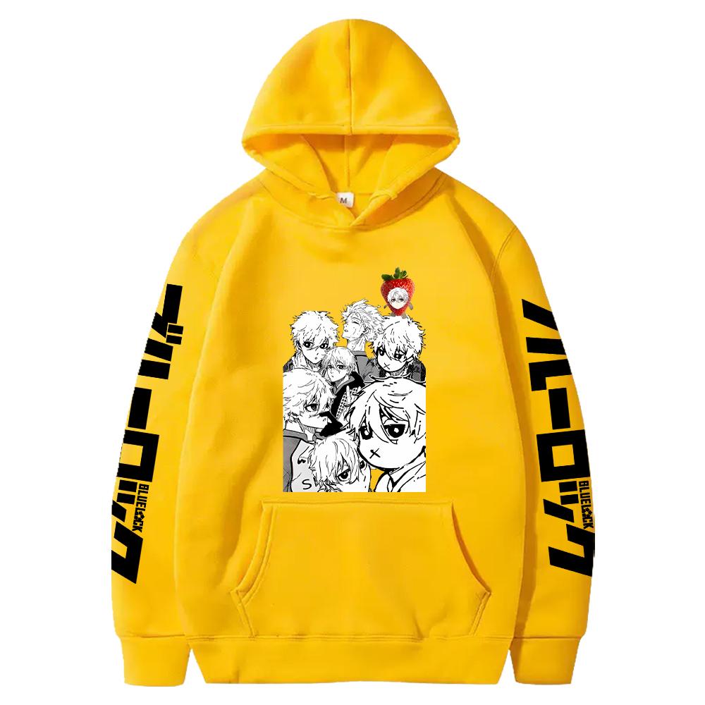 

Горячая аниме BLUE LOCK Nagi Seishiro симпатичная печатная толстовка с капюшоном для мужчин и женщин повседневная толстовка большого размера уличная одежда Harajuku унисекс толстовка 4XL жёлтый