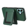 Applicable to iPhone16 mobile phone case, Samsung S25 lychee pattern wireless charging magnetic card bag bracket multi-function anti-drop