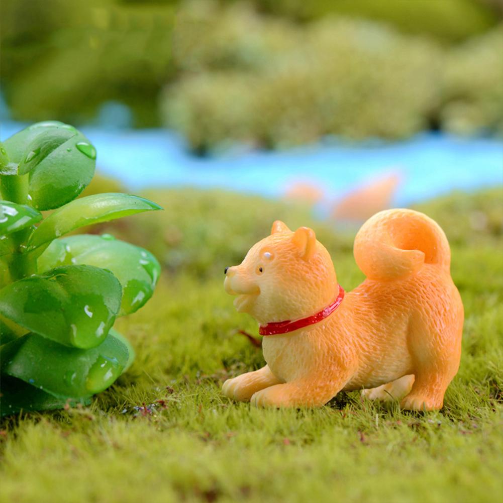 Micro décoration de paysage Akita en forme de chien, petite décoration succulente créative en résine bonsaï