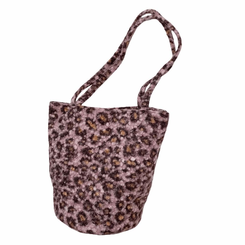 Plush Leopard Plush Tote Bag Leopard Print Double-sided Use Korean Leopard Shopping Bag Aesthetic Large Capacity