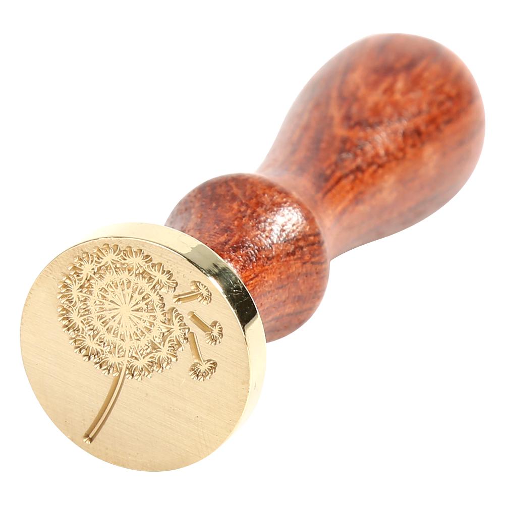 Rosewood Handle Sealing Wax Stamp Antique Dandelion Pattern Tokens for Documents Wedding Invitations Customs DIY Crafts