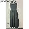 BITCED Summer Women's Fashionable Elegant Wide-Strap Halter Neck Backless Dress