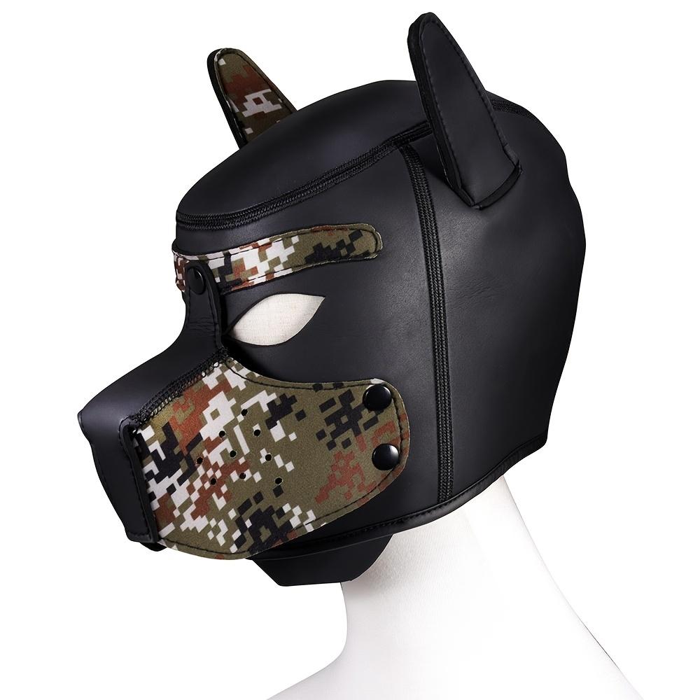 1pc Puppy Hood, Neoprene Silicone Leather Full Head Role Play BDSM Fetish Bondage Hood For Male Sex Games, Sex Toys