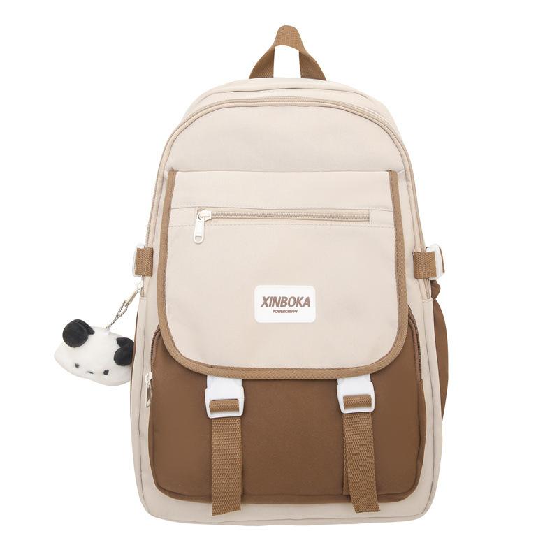 

Жіночий контрастний шкільний рюкзак для молодших школярів великої місткості для подорожей на природі коричневий