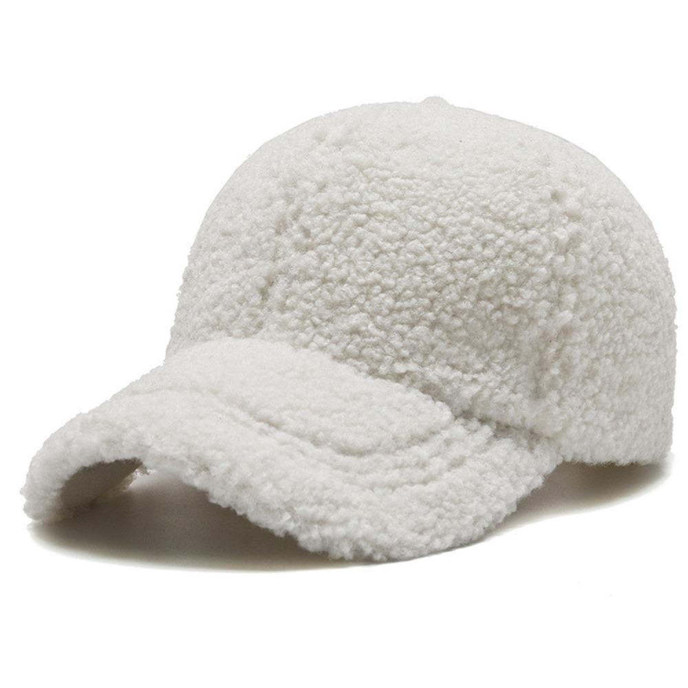 Thicken Lamb Wool Baseball Cap Velvet Winter Peaked Cap Casual Plush Snapback  Women