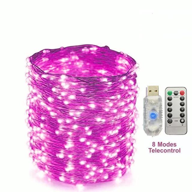 Remote USB Control Copper Wire Low Voltage Light String 10M20M30M 300Leds 8 Function Christmas Led Copper Wire Light String
