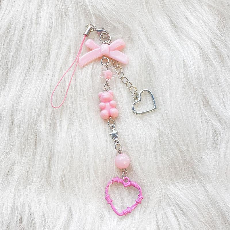 Pink Y2K Phone Charms Pendant Kawaii Key Chain For Bag Cute Accessories Keychain