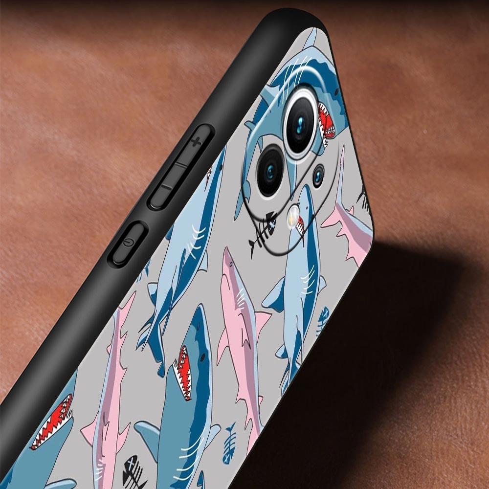 Seaside Sharks Pattern Phone Case Cover for Xiaomi Mi 17 15 14 13 12 11 Ultra 15T 14T 13T 12T 11T Pro Lite 5G Soft TPU Shell Bag