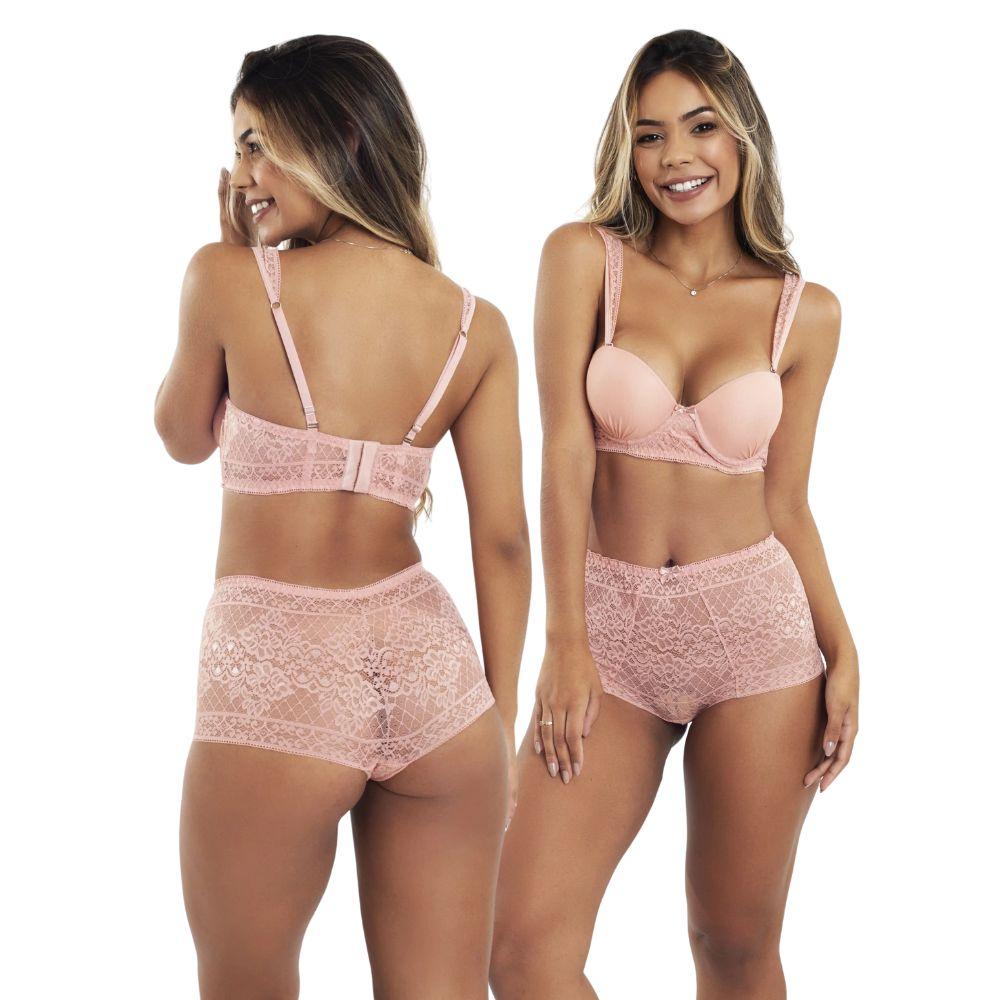 Conjunto calcinha/Cuecas e soutien/Sutiã tomara que caia com bojo/push-up Mavi Lingerie Jopy