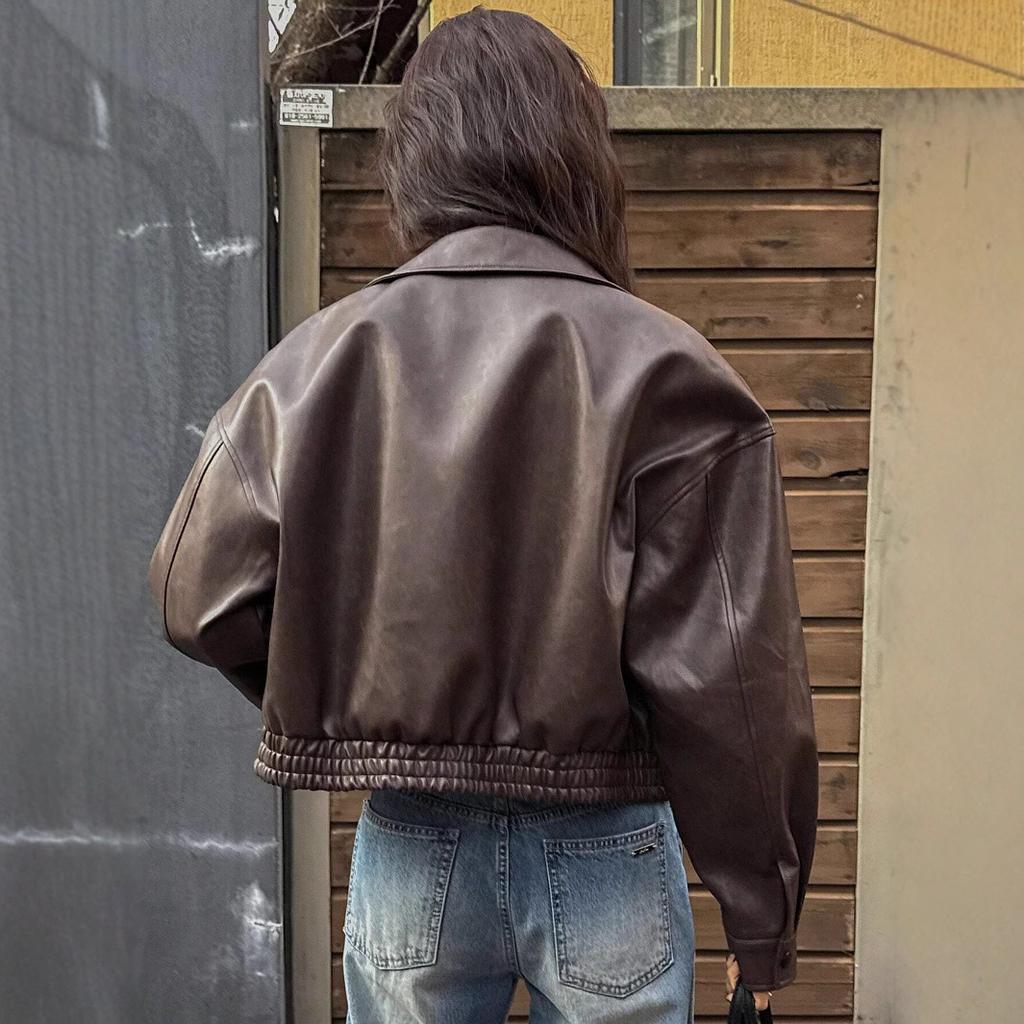 YYFS Damemote Uformelt Ensfarget Print Høst Vinter Langermet POLO Neck Jakker og kåper