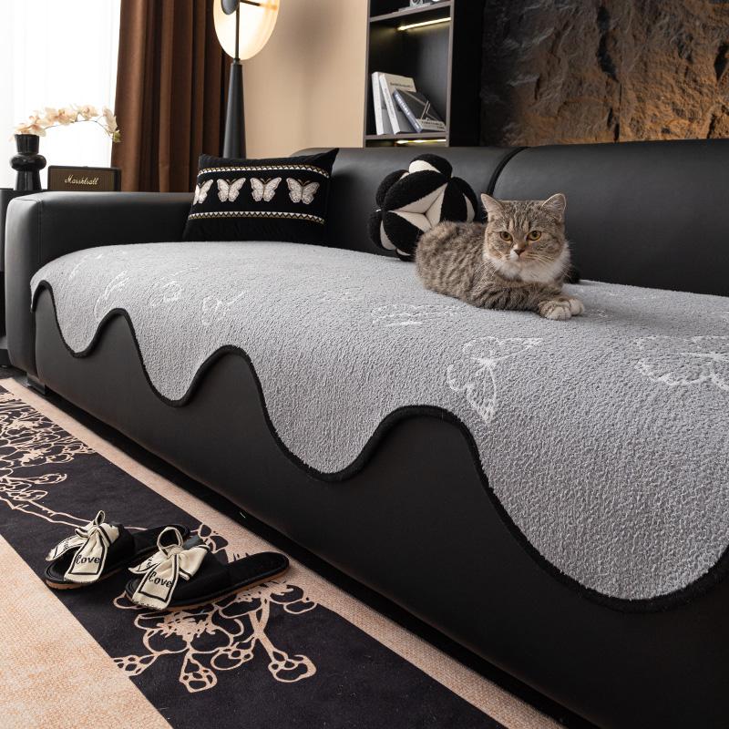 

Winter Retro Warm Fleece Sofa Cover Non-Slip Couch Slipcover Protector Universal Irregularity Butterfly Printing Sofa Cushion 90x70