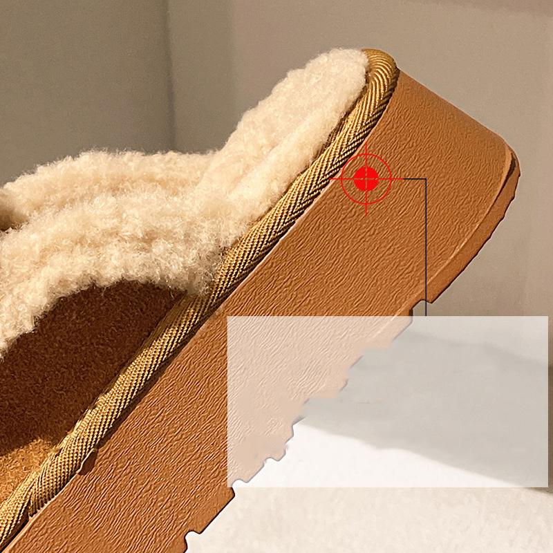 Damtjockbottnade pälstofflor Inomhus Utomhus Varma Höst Vinter Halvtofflor Snökängor Casual