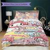 Cute Pink Melody Cartoon Bedding Without Core 1 Duvet Cover 2 Pillowcase Without Core Soft And Comfortable Bedding Set