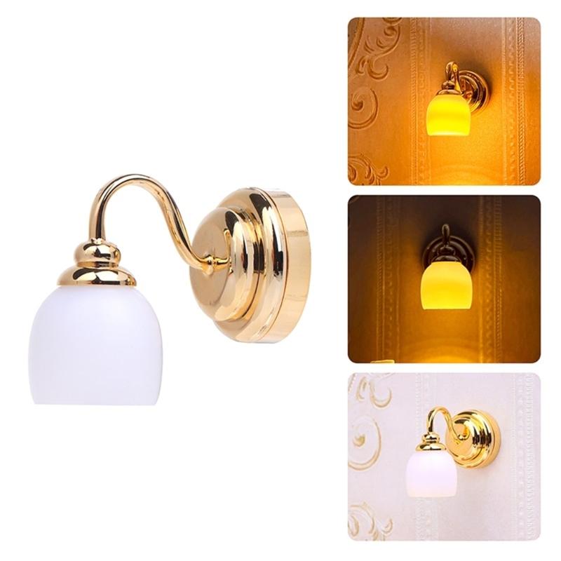 Dollhouses LED Wall Sconce 1/12 Miniature Wall Lamps for Dollhouses Bedroom Display Lighting Dollhouses Scale Decoration