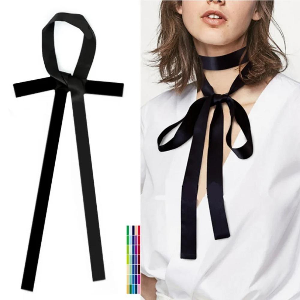 Narrow Long Silk Scarf Solid Color Women's Tie Scarf A Must-have for Pairing with a White Shirt Ladies Belt Skinny Ribbon Scarf