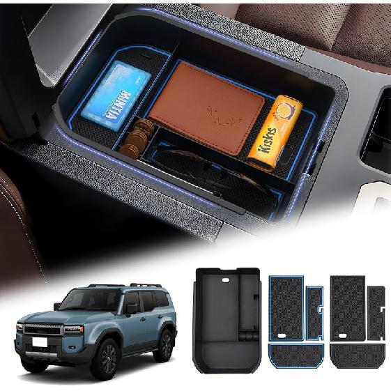 For 2025 Upgraded Ford Ranger Center Console Organizer,2024 2025 Ford Ranger Armrest Storage Box With 2 Color Mats,Ert Console Tray Ranger