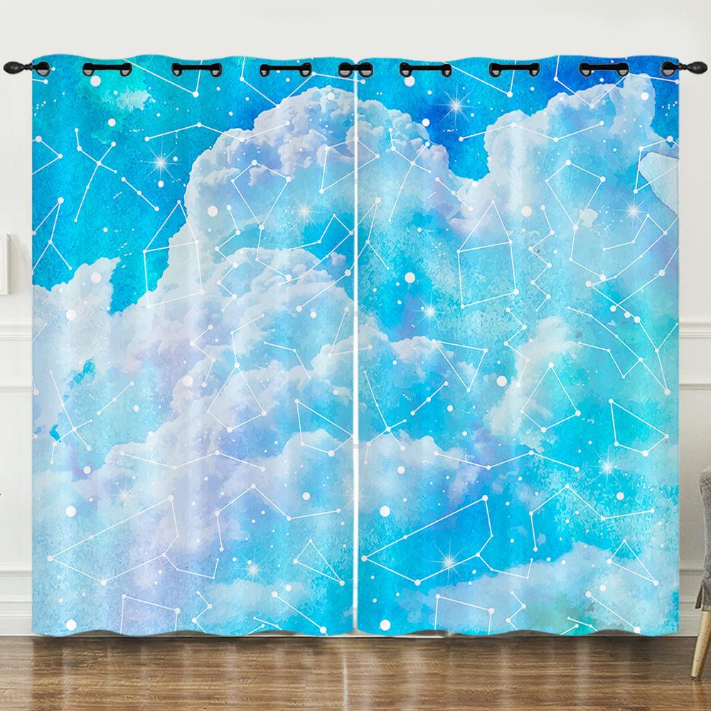 Curtain Color Highlight 3D Digital Printing Blackout Curtain Punching