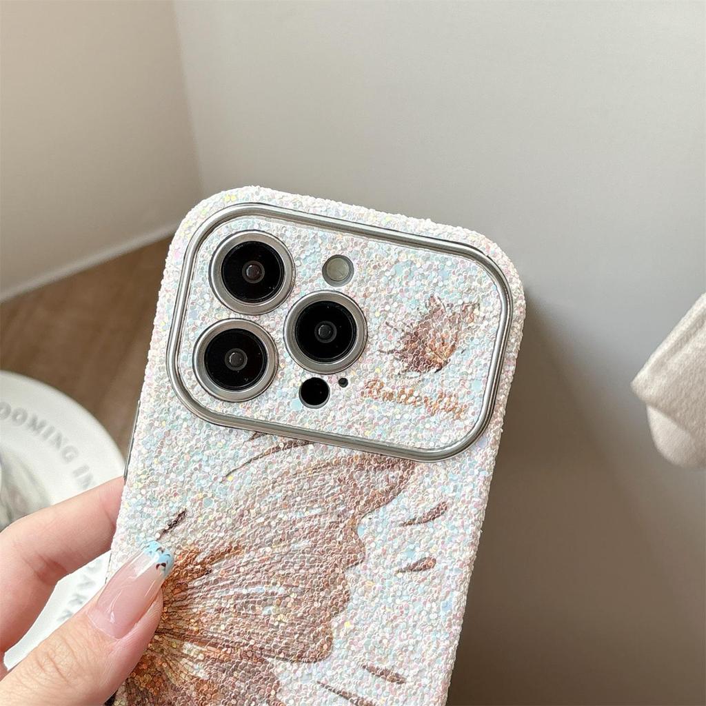 Pink Butterfly Protective Case for iPhone 14/15/16/17 Pro Max