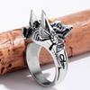 Vintage Stainless Steel Egypt Cross God Finger Rings for Men Women Punk Wolf Head Knuckle Ring Boho Statement Jewelry