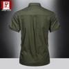 Men's Summer Military-Style Cotton Short-Sleeve Shirt - Casual, Lightweight, Multi-Pocket, Plus Size Workwear