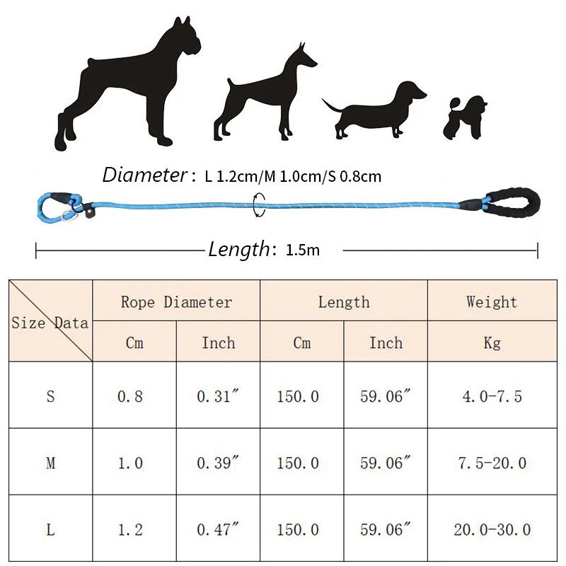 Reflective Pad Big Dog Leash for Training Walking Pet P Chain for Medium Large Dogs Malinois Collie Leashes Mascotas Accessories