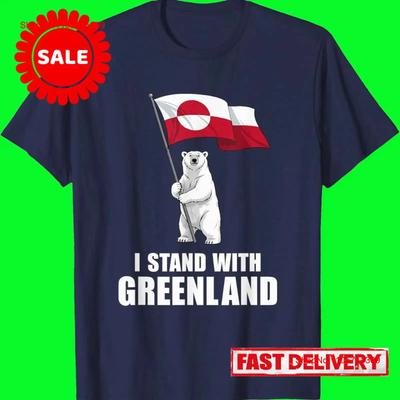 I Stand With Greenland Flag Bear Kalaallit Greenlanders T Shirt Ps378 Long Or Short Sleeves Vintage Washed Stylish Streetwear