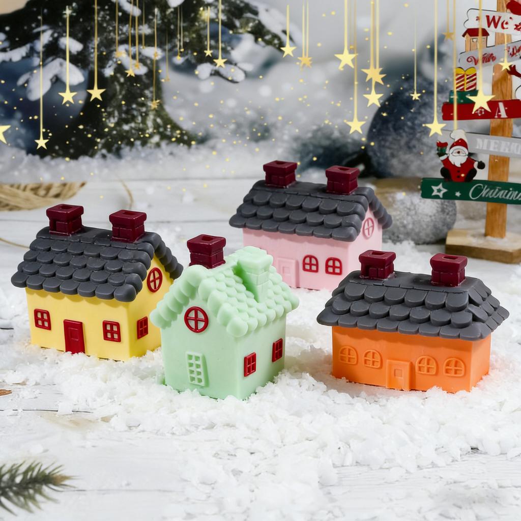 3D Christmas House Silicone Mold Snowhouse Home Desktop Decoration DIY Candle Aromatherapy Cake Topper Epoxy Resin Mold