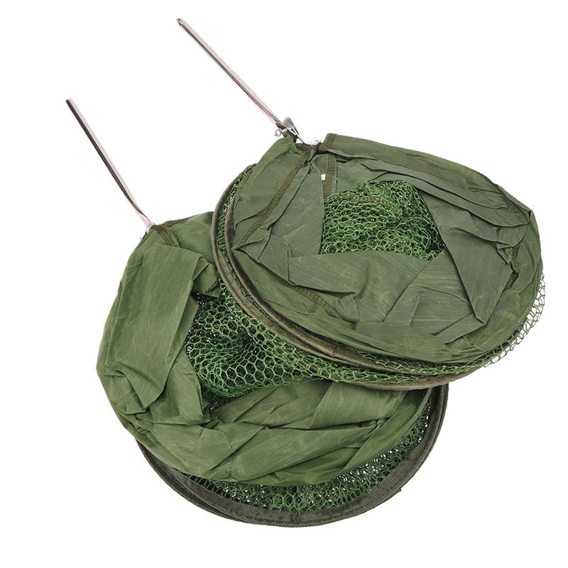 Portable Quick-Drying Nylon Mesh Steel Ring Folding Fishing Net Fish Crab Lobsters Mesh Cage Bucket Anti-Jump Storage Bag
