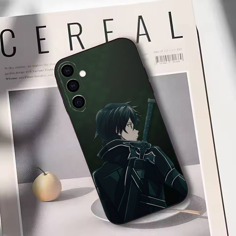

Sword Art Online Kirito Phone Case Black Silicone Soft For Samsung Galaxy A73,A72,A71,A70,A53,A52,A51 Samsung a50 30s 50s