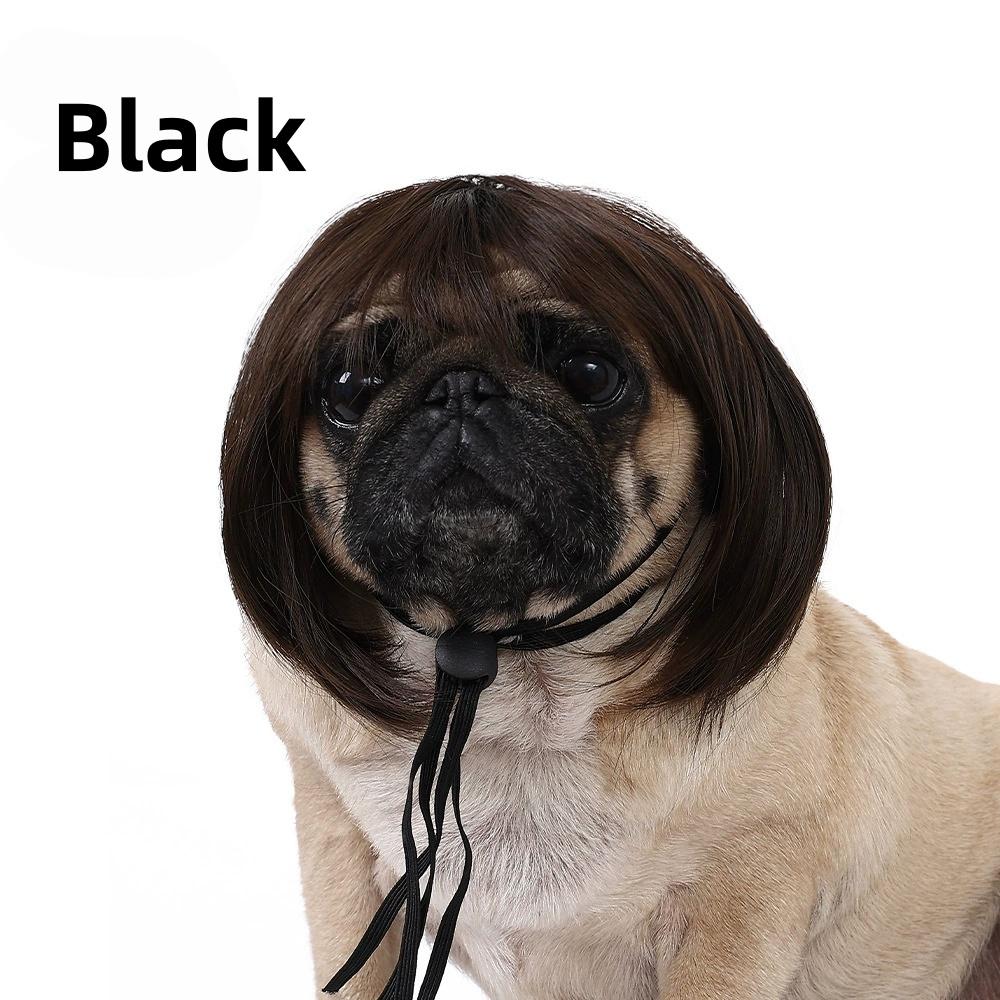 Interesting Pet Wig Universal Cat Dog Bangs Bob Wig Head Cover for Cosplay Halloween Christmas Role-playing Fashion Fun Pet Hair