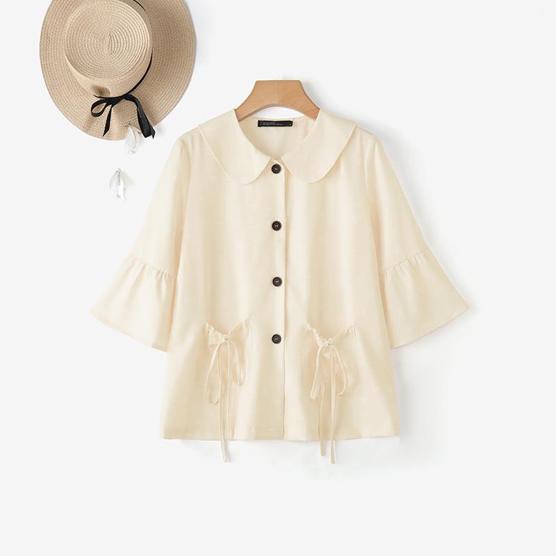 ZANZEA Women Turn Down Collar Loose Casual 3/4 Sleeve Print Blouse