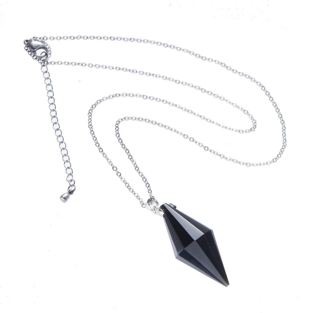 Natural Obsidian Point Pendant Necklace Pendulum for Dowsing 530 [Seki-Kira]