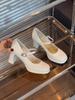 Vintage Mary Jane shoes women's 2025 new French square head patent leather one-word buckle with thick heel single shoes fashion high heels