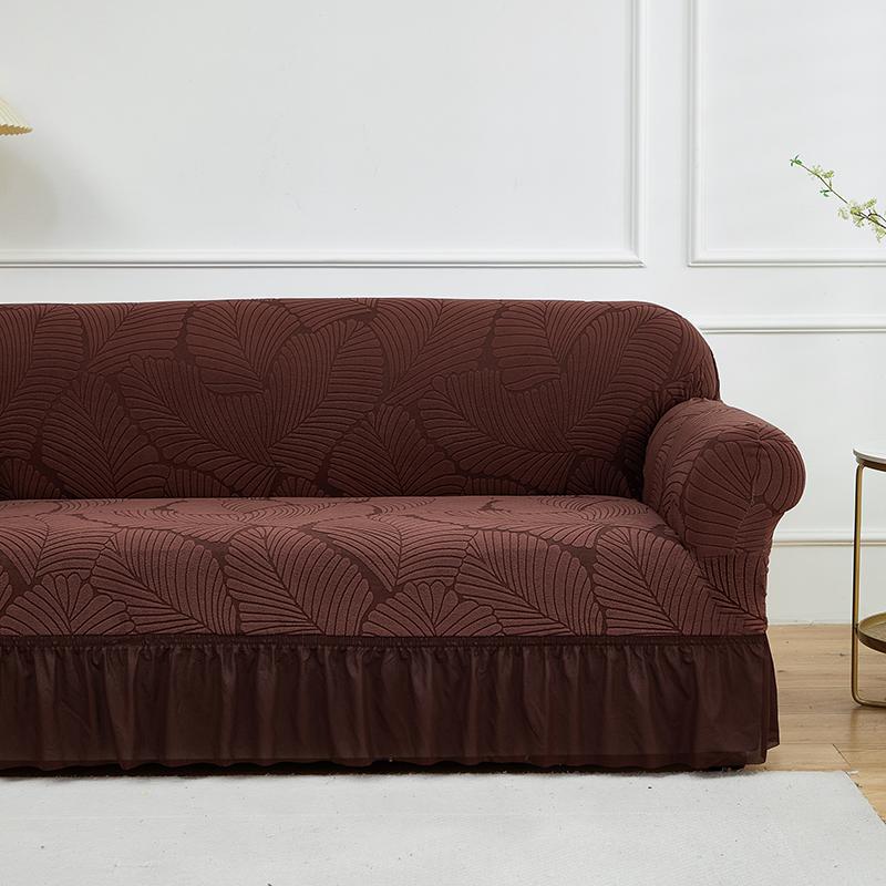 1 Stück Dehnbarer Sofabezug Jacquardmuster Sofabezüge mit Rock Einfarbige Staubdichte Rutschfeste Sofaschutzhülle für das Wohnzimmer