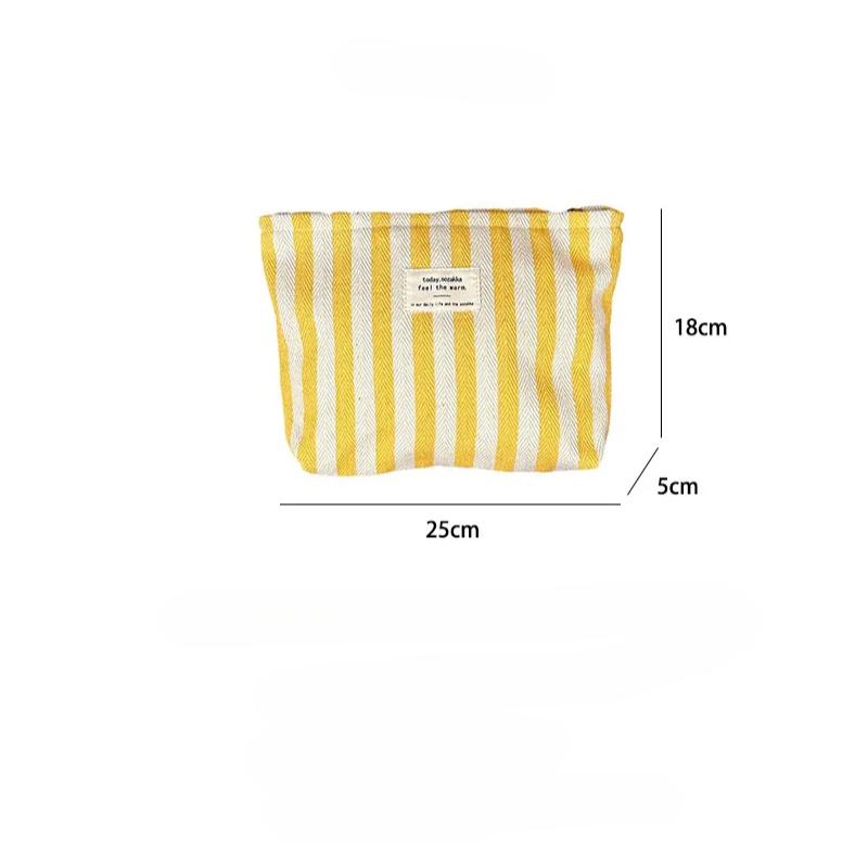 Fresh striped cosmetic bag women's toiletry bag storage bag large-capacity portable simple hand-held cosmetic bag