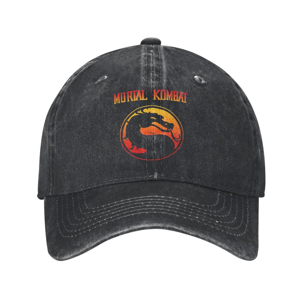 Mortal Kombat Logo Mk Popular Fighting Game Baseball Cap for Unisex Distressed Washed Snapback Cap Unstructured Soft Caps Hat