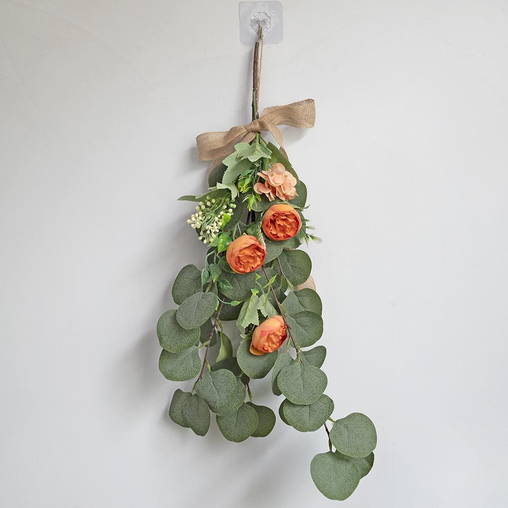 Simulation Rose Peony Wall Hanging Eucalyptus Leaves Simulation Leaves Hanging Down Home Hotel Wall Decoration Hanging Jewelry