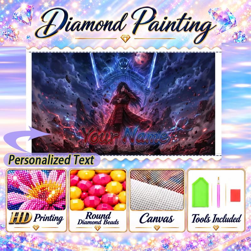 Personalized Madara Uchiha Diamond Art Custom Name 5D Diamond Painting Full Drill DIY Craft