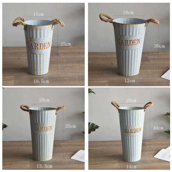 Retro Thickened Iron Sheet Dry Flower Bucket Flowerpot Office Home Decoration