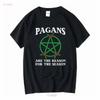 Pagans Are The Reason for Season Christmas Vintage T Shirt Xmas Long or Short Sleeves Vintage Washed Breathable Soft Slightly