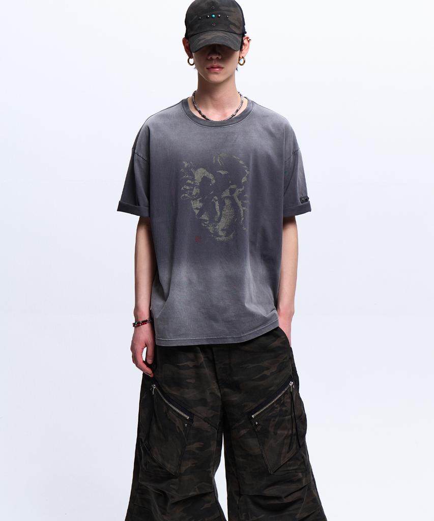 Aleseueseussi Rivet Washed Graphic T-Shirt - Charcoal