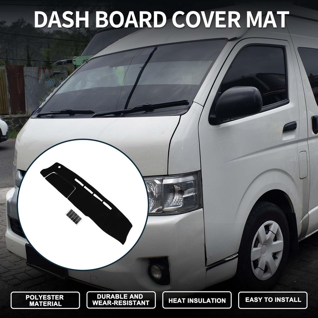 TUCKBOLD Dashboard for Toyota Hiace 200 Series Center Console Dashboard Cover with 1 Sticker Set Mat/Cover (2004-2024) - Mat, Black,