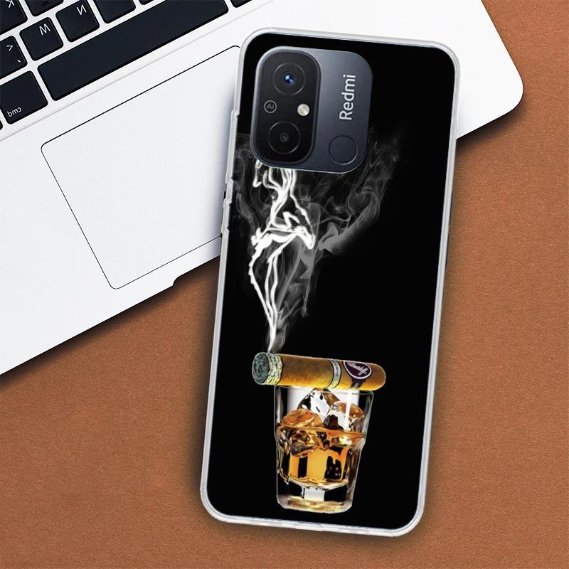 Cigar Whiskey Ice Drink Phone Case For Xiaomi Redmi 12 12C 10 10C 10A 9T 9C 9A 9 8 8A 7 7A 6 6A K20 K30 K40 Pro S2 Fundas Cover