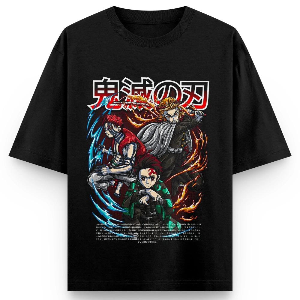 Unisex Pure Cotton Tshirt Demon Slayer Kamado Tanjiro Harajuku Anime Print 2026 Summer Plus Loose Family Short Sleeved Top