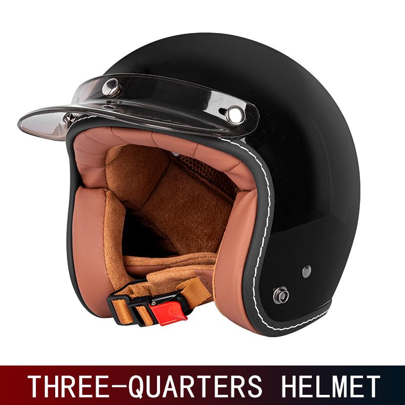 Warm three-quarters retro helmet for men and women motorcycle winter warm cruise American 3/4 half helmet.