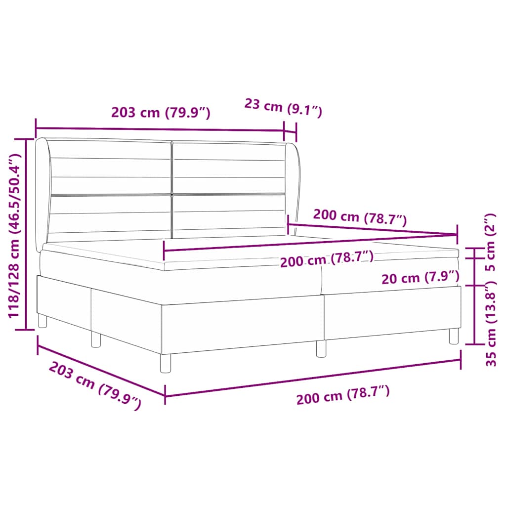 Box Spring Bed with Mattress and Headboard Blue 200 x 200 cm Fabric