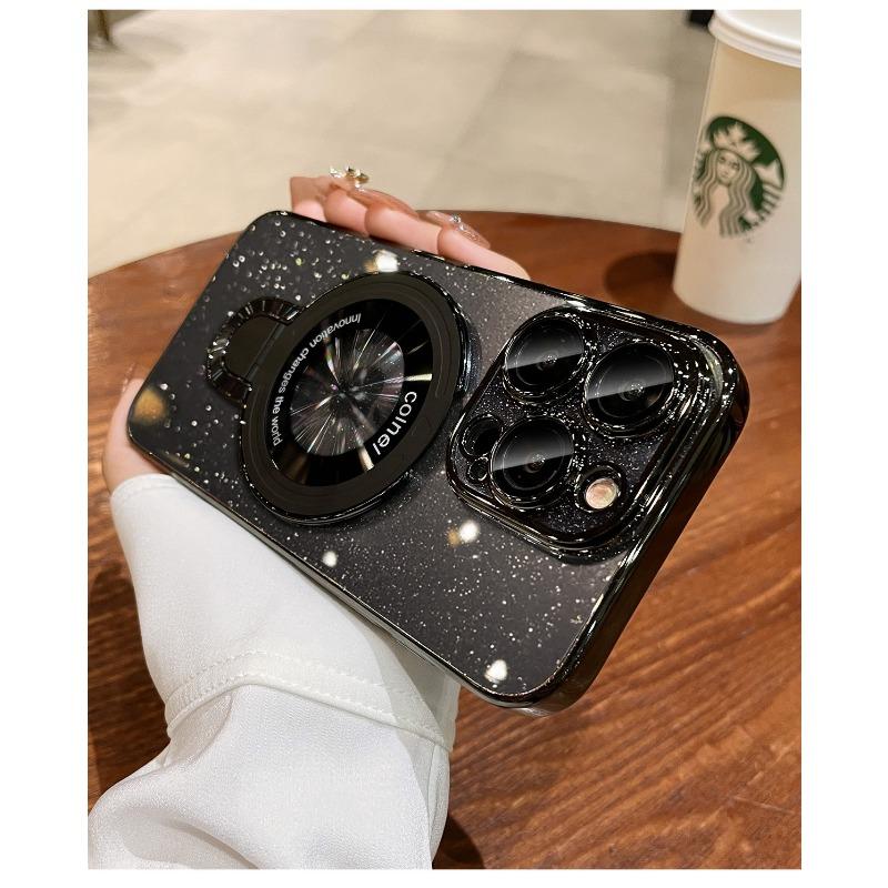 

Applicable To Apple 16 Electroplated Mobile Phone Case Magnetic Bracket 14 Full Inclusive IPhone 17 Lens Film 15 New Transparent Cover iPhone17