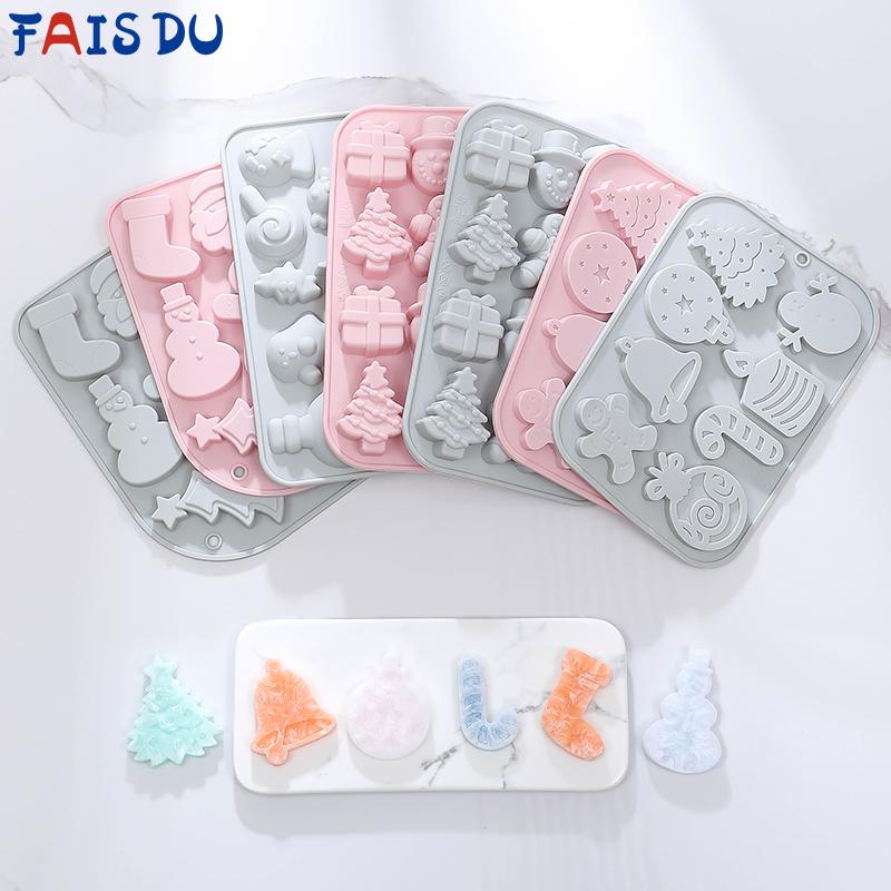 FAIS DU Christmas Chocolate Candy Pudding Jelly Mold DIY Silicone Baking Pan Epoxy Cake Mold Wax bottle sugar Mold