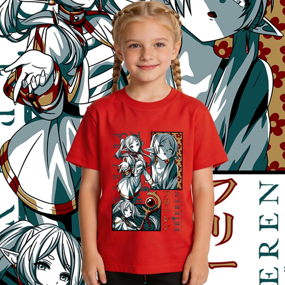 Frieren Beyond Journeys End Frieren Anime Print Cotton T Shirt for Boys and Girls Short Sleeve Kids Casual Tee Daily Wear 100